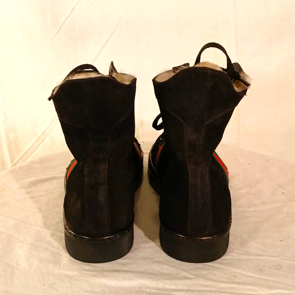 🔥 🔥 Like New Gucci Black Suede & Fur High Top Booties - Picture 7 of 16